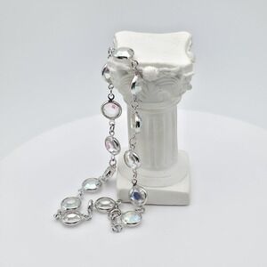 Vtg SWAROVSKI Bracelet Anklet Aurora Borealis Crystals Extender Signed 10.5"